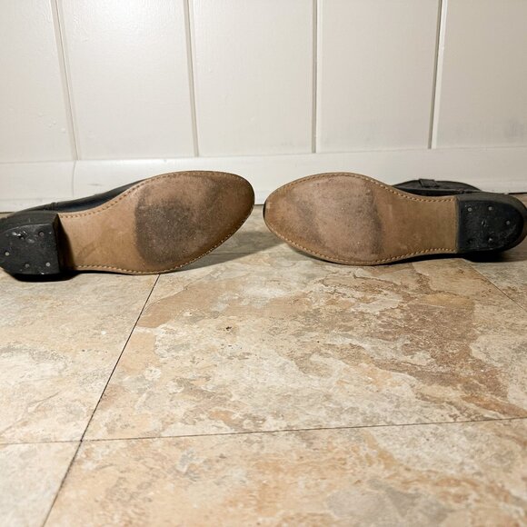 Womens Black Cowboy Boots Size 8 Calf Length Plant Patterned Pointed Toe - Picture 5 of 6